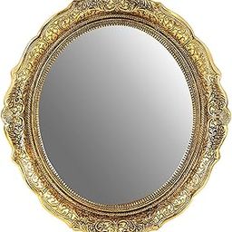NM Aluminium Frame Oval Shape Wall Mirror Gold Plated (Golden),Vintage Look Mirror,Hanging Mirror,Mirror for Bedroom,Living Room,Gifting-picture-25