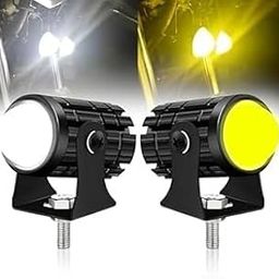 U1 Mini Drive Dual Color LED Spotlight, 2 Modes, 6000K White & 3000K Yellow, 60% Light Efficiency Motorcycle Auxiliary Spot Lights Universal for All Bikes (Pack of 2)-7