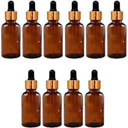 Bihari Brothers 30 ml Glass Round Amber Bottles (Neck Size - 18mm) with Golden Dropper Silicon Teat refillable Leak Proof for Essential Oils serum Bottle and face Oils (12)-picture-42
