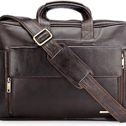 Teakwood Handcrafted Real Genuine Leather 15" Laptop Cross-Body Messenger Bag Brown-image-12