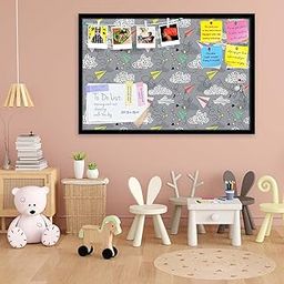 ArtzFolio Airplanes and Clouds | Bulletin Board Notice Pin Board | Vision Soft Board Combo with Thumb Push Pins & Sticky Notes | Black Frame | 30 x 20 inch (76 x 51 cms)-29