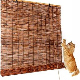 Outdoor Blinds for Patio Roll Up Waterproof, Bamboo Roller Windows Shades with Fittings for Porch Gazebo Patio Backyard Deck Balcony Pergolas (Size : W 30 x H 30 inch)-image-90