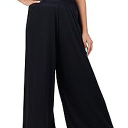 M-6XL Viscose Loose Fit Flared Wide Leg Palazzo Pants for Women-picture-10