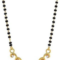 925 sterling Silver 1Gm Gold Plated Kala Mani/Black Beads Traditional Mangalsutra Necklace For Women | Hypoallergenic | Anti - Tarnish | Gift For Wife-3