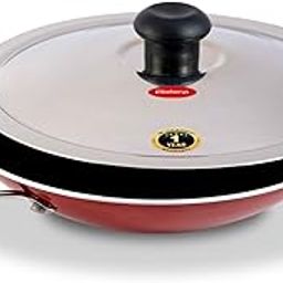Blueberry's Premium Nonstick Aluminium Appam Pan with Lid, Appachatty Appam Maker 200mm, 1-Year Warranty -Red Black-image-69