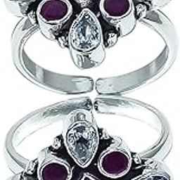Ruby White Topaz Dainty Toe Ring, Anniversary Toe Ring, Women Toe ring,Toering, 92.5 Sterling Silver Toering, Bohemian Toering, Malte Stone Toering-image-0