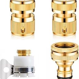 HASTHIP® 4Pcs Universal Tap Connector, Brass Pipe Connector for Tap, Garden Hose Quick Connectors, 1/2 & 3/4 Inch Universal Faucet Adapter Tap Connector Sets for Garden Bathroom Kitchen Outdoors-17