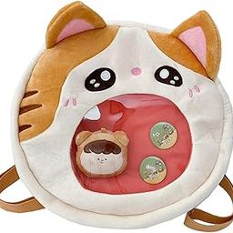 ™ Cartoon Plush Backpack Cute Large Capacity Portable School Bag Crossbody Bag yellow with doll-image-45