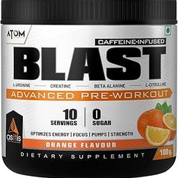 Asitis Nutrition Atom Blast Advanced Pre-Workout Powder - 100Gms, Orange, Caffeine & L- Arginine Infused, Optimizes Energy, Increase Strength & Pumps-15