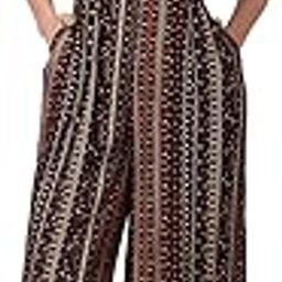 Women Lapel Collar Floral Printed Waist Tie-Ups Fusion Jumpsuit-image-15