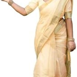 Kasavu Cotton Blend White Saree With Blouse-picture-24