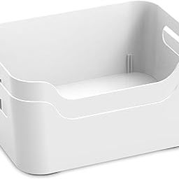 Anshri Kitchen Storage Basket and Organiser | Small Plastic Storage Box | Organizer StorageBox for Kitchen,Toys,Stationary,Cosmetics,Livingroom,Bathroom (White 2pcs)-image-33