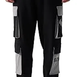the souled store Batman: HD Logo (Utility) Mens Regular fit Graphic Printed Cotton Black Men Cargo Joggers-picture-5