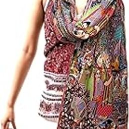 NTM Kalamkari Fine Wool Print Stole for Women 28 x 80 inches, Shikaardar Stole for Women, Shawl for Women Winter, Kashmiri Shawl for Women, Stole for Women, Scarf for Women-image-75