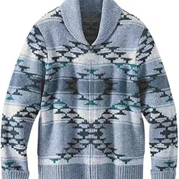 chuongkaiye Men's Retro Lapel Zipper Knitted Sweater with Contrast Color and V-Neck Design-picture-0
