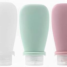 3pcs Travel Toiletries Bottles Kit 90ML Silicone Toiletries Containers with Leakproof Lid, Refillable Body Lotion Dispenser Bottle for Shampoo, Conditioner, Gel, Body Wash-2