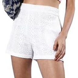 Women White Solid Shorts-image-75