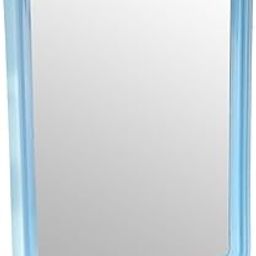 Rectangular Wall Mirror with Light Blue Plastic Frame, Modern Design, Bathroom and Home Decor-image-1