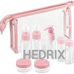 HEDRIX Multi Purpose Clear Plastic Portable Empty Travel Refillable Cosmetics Pressing Spray Toiletries Liquid Containers Bottles & Jar (9 Pcs/Set, Multi Color)-40