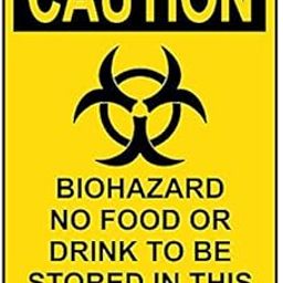 Weatherproof Plastic Vertical OSHA Caution Biohazard No Food Or Sign with English Text and Symbol-image-62