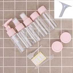 WENGTY 7-Pcs Travel Bottles Kit,Refillable Empty Mini Small Container Travelling Kit Set for Shampoo, Cosmetics & Other Essentials (Pink)-30