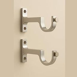 Elite Aluminum Curtain Rod Brackets – Heavy-Duty Wall Mount Clamps for Curtain Rod Support for Door and Window Curtain Rods with Screw and Wall Plug – Pack of 2PCS-image-90
