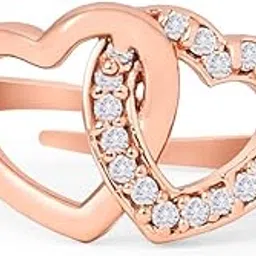 zaveri pearls Rose Gold Cubic Zirconia Hearts Contemporary Brass Adjustable Ring For Women-ZPFK10916-picture-32
