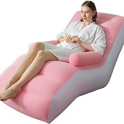 Inflatable Lounge Chair with Armrests – Portable Indoor & Outdoor Recliner Sofa with Headrest | Ergonomic Air Sofa for Home, Office, Backyard, Camping, Poolside (Pink)-image-87