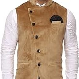 Plain Chinese Collar Sleeveless Velvet Nehru Jacket-picture-25