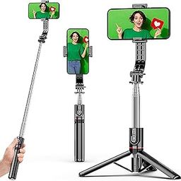 Sounce Selfie Stick with Tripod Stand, Aluminum 360 Degree Rotatable Bluetooth Selfie Stick 45 inches Tripod for Vlogging, Live Stream, and Video Compatible with Mobile, iPhone, GoPro, Camera - Black-23