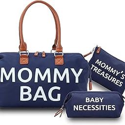 Mommy Bag, Hospital Bags for Labor and Delivery, Baby Diaper Tote, 3 Piece, 15.7" x 8" x 10.6", Navy Blue, Nylon, Mom Essentials Duffle, Maternity Must Haves, Mommybag, Mama Weekender Kit | Houseables-14