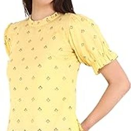 Women's Printed Yellow Rayon Casual Wear Top-image-9
