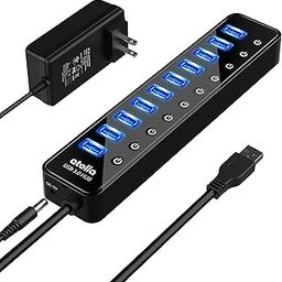 Powered USB 3.0 Hub, atolla 10 Ports USB Data Hub Splitter with Individual ON/Off Switches and 12V/2.5A Power Adapter USB Extension for Mouse, Keyboard, Hard Drive or More USB Devices-27