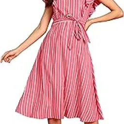 hiva trendz Women A-line Pink Western Dress-picture-1