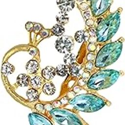 Crystal Peacock Brooch Pin, Sparkling Marquise Design, Light Weight Alloy, Women's for Office, Wedding, Party-image-77