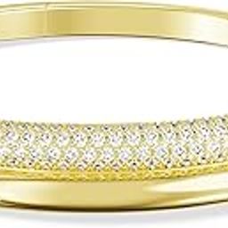 Dextera bangle, Magnetic closure, White, Gold-tone plated-image-34