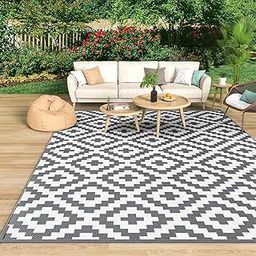 MOKANI Reversible Geometric Outdoor Rug Portable Anti-slip Plastic Straw Carpet Mat UV Resistant Waterproof Outdoor/Indoor Area Rugs for Garden, Patio, Deck, Beach, Picnic, Backyard (120x180 cm)-image-36