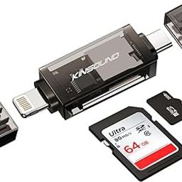 Kinsound 4 in 1 SD & TF Card Reader for iPhone with Type-C, Lighting Ports, Portable Memory Card Reader Compatible with TF, SD, SDHC, SDXC, MMC, RS-MMC, Micro SDXC for iPhone & Android Phone-27
