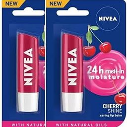 NIVEA Cherry Fruity Shine Lip Balm Cherry,4.8 g (Pack of 2)-50