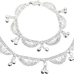 South Design Silver Plated Bell Indian Anklets For Women, Silver Ankle Bracelet, Traditional Payal, Feet Jewellery (Pack of 2)-image-62