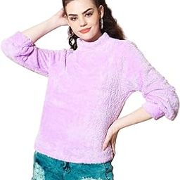 Full Sleeve Printed Women Multicolor Hooded Sweatshirt (M, Lavender Color)-image-92
