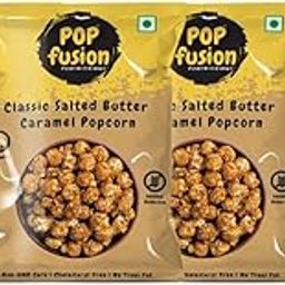 Popfusion Gourmet Flavoured Popcorn - Pack of 4 Classic Salted Butter Caramel Popcorn Pouch, Gluten free and Low Fat Snacks - 60g* 4= 240g-image-28