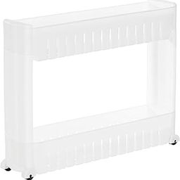 Amazon Brand - Solimo Plastic 2 Layer Slim Storage Organizer Rack with Wheels- White-26