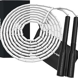 ATHVERV Vinyl Freestyle Beaded Long Handle Jump Rope, 1 Inch Beaded Skipping Rope For Tricks, White-image-28