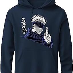 Hoodie for Mens | Cotton Solid Sweatshirt with Hood | Jujutsu Gojo Satoru Hoodies for Men | Anime Hoodies for Men | Black Navy Blue and Maroon Grey Colour-image-22