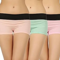 Multicolor Women Regular Cotton Tummy Tucker Boyshorts (Pack of 3)-picture-5