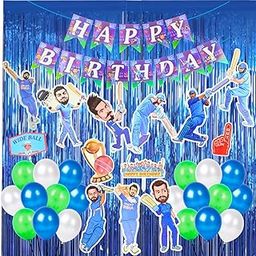 Party Decorz Cricket Theme Birthday Party Decorations Kit, 45 Pieces with Cake Topper, Foil Curtain, Cutouts, Props, and Balloons-picture-15