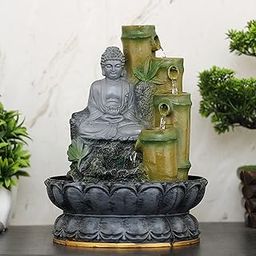 Global Grabbers Polyresin Table Top Indoor Outdoor Water Fall Fountain with LED Lights Home Decor Decoration Gift Gifting Items-Gry_GRE-SF85-(000)-image-86