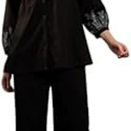 Women's Co-ord Set, Long Sleeve Top and Pants with Embroidered Details, One side pocket pant-image-25
