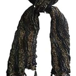 Black Silk Stole in Crush Lining Material for Menwith golden Stripes, 250 x 20 cm-picture-4